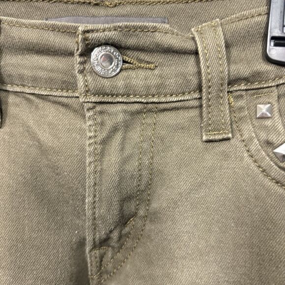 Levi's 524 Skinny Jeans Womens 29 Studded Green Superlow Y2K Grunge Boho Vintage - Picture 5 of 16